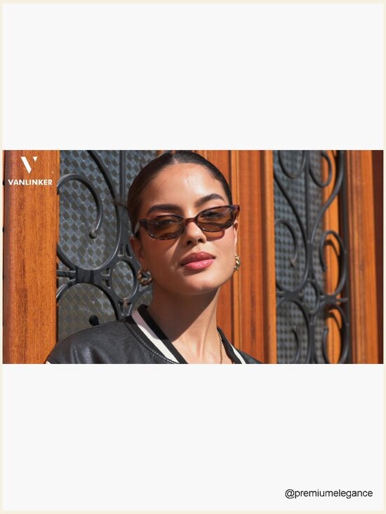 Retro Semi Oval Polarized Sunglasses Small 90s Style Rectangle Frame main image 5